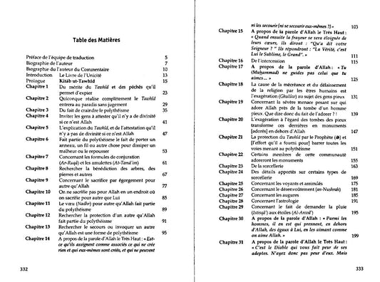 Sommaire du livre Le Comble des Souhaits – Livre de l’Unicité - Al Cheikh