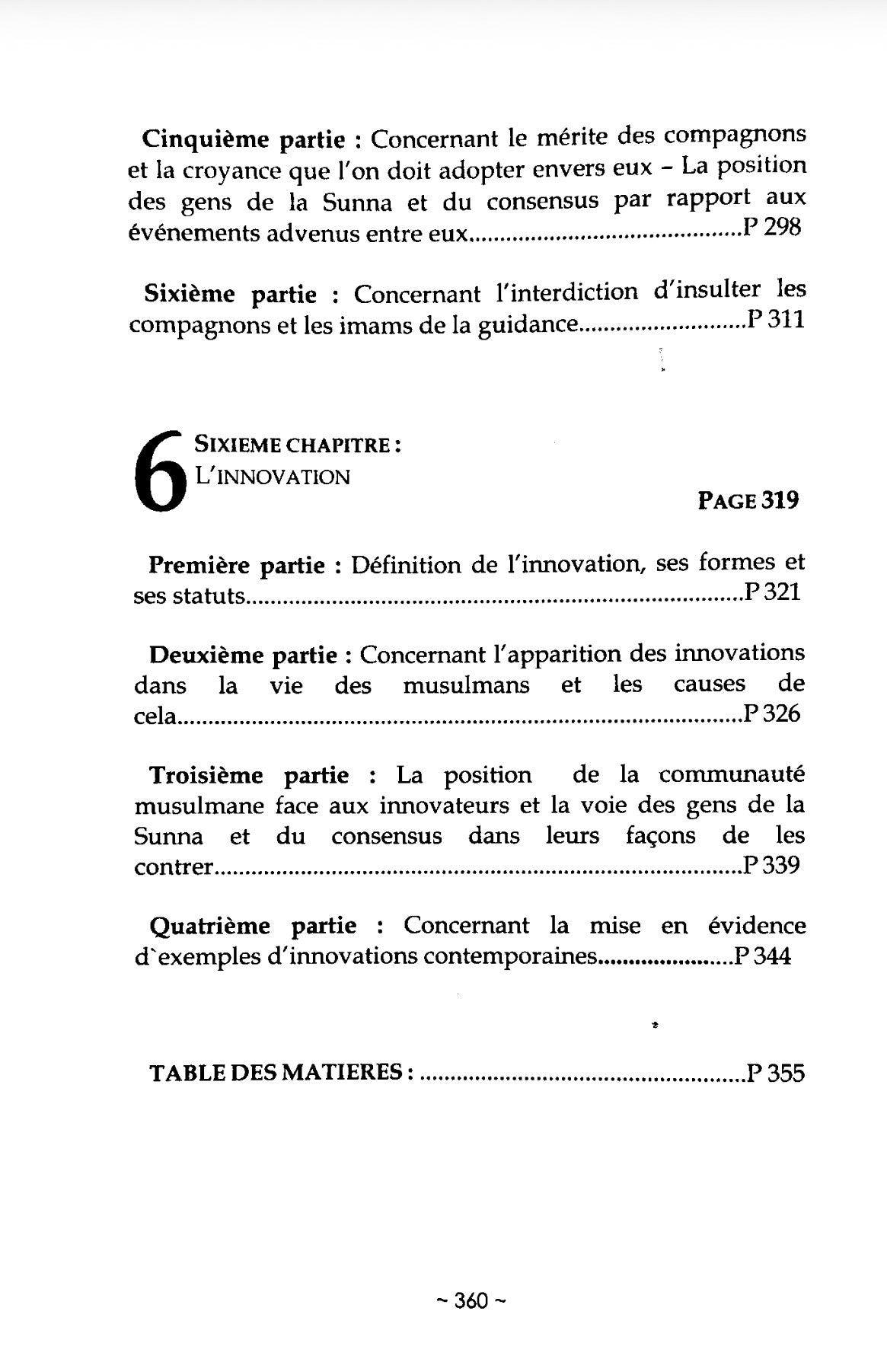 Sommaire du livre La Croyance de l'Unicité - Cheikh Salih Al Fawzan