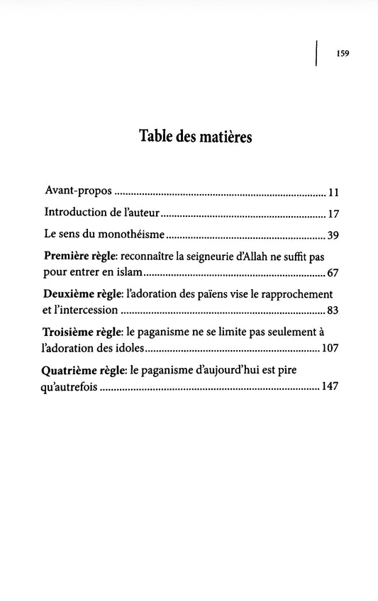 Sommaire du livre Le Commentaire Du Livre Les Quatre Règles - Abd Ar-Razzâq Al-Badr