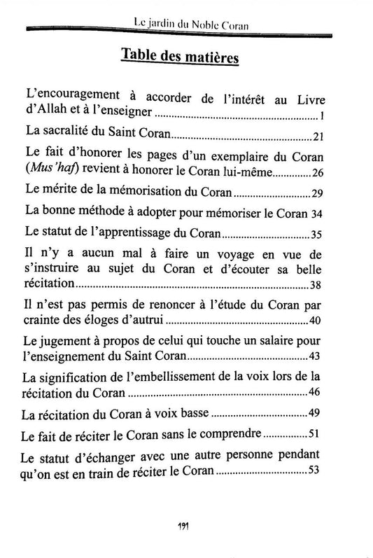 Le Jardin du Noble Coran – Cheikh ‘Abdel-‘Azîz Ibn ‘Abdallah Ibn Bâz