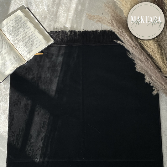 Tapis de Prière Velours Luxe couleur unie - NOIR INTENSE