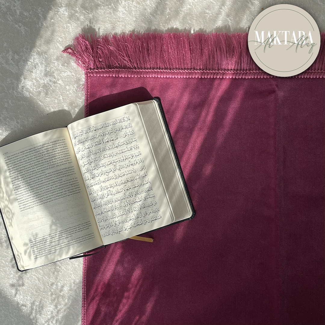 Tapis de Prière Velours Luxe couleur unie - FRAMBOISE