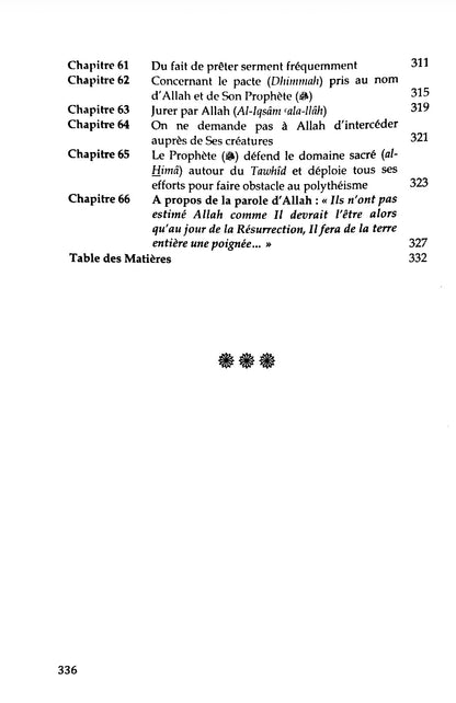 Sommaire du livre Le Comble des Souhaits – Livre de l’Unicité - Al Cheikh