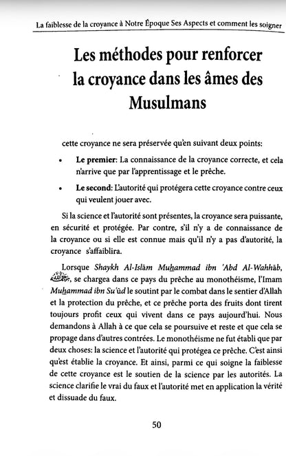 Page du livre La faiblesse de la croyance à notre époque : Ses aspects et comment les soigner