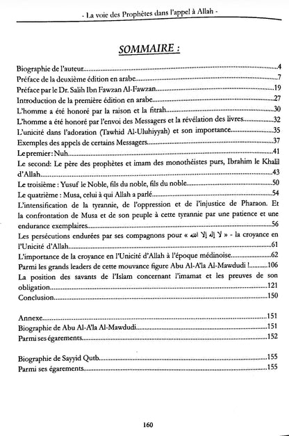 Sommaire du livre La Voie des Prophètes dans l'appel à Allah - Cheikh Rabi' Al-Madkhali