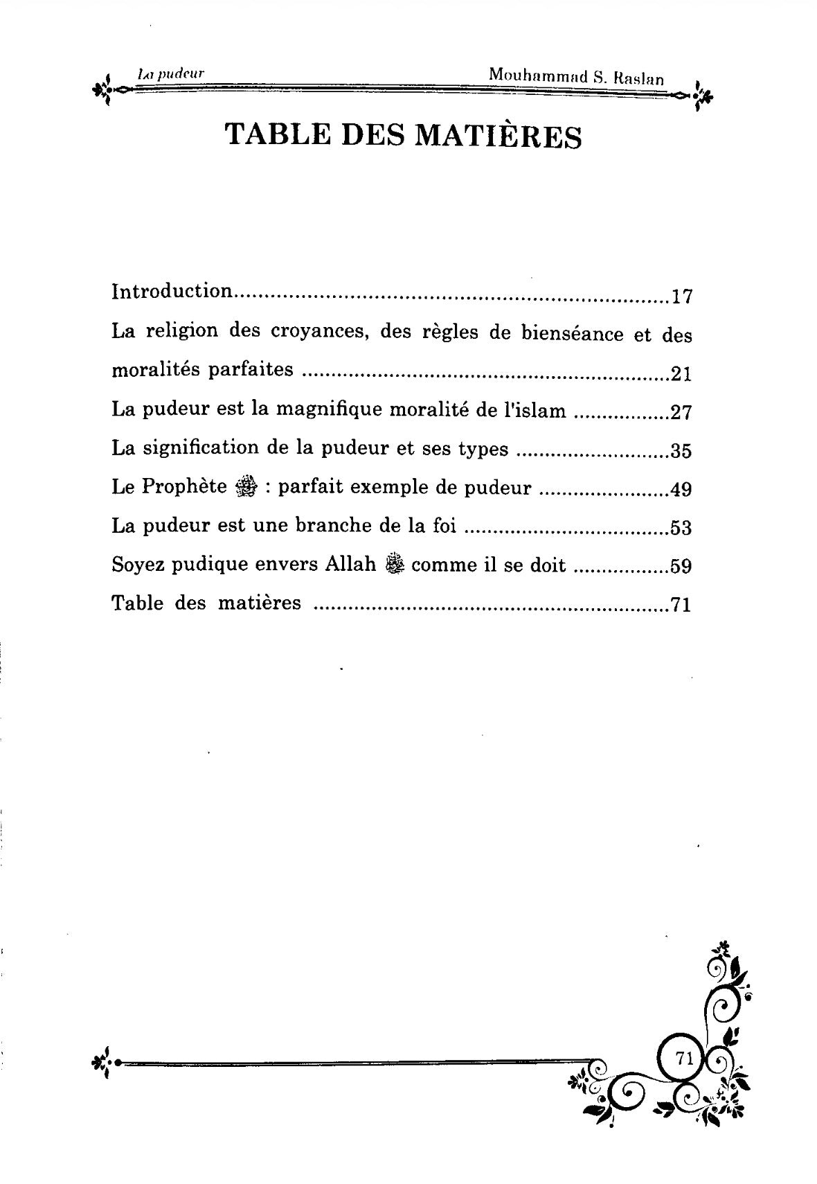 La pudeur – Cheikh Raslan