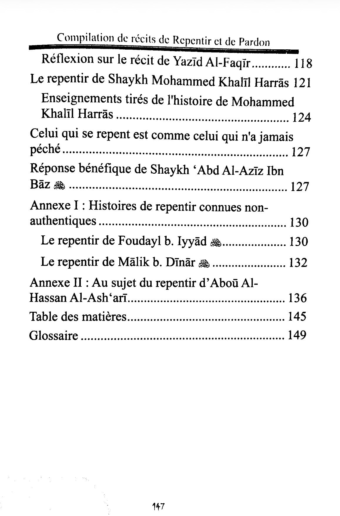 Compilation de récits de repentir et de pardon (Tirés du Coran et de la sounnah)