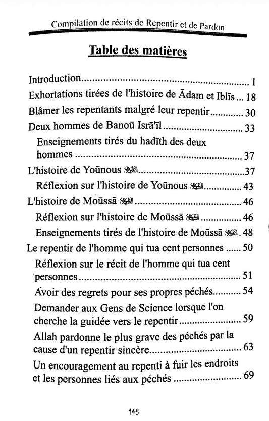 Compilation de récits de repentir et de pardon (Tirés du Coran et de la sounnah)