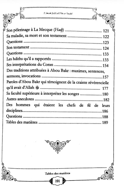 Sommaire du livre Biographie d’Abu Bakr As-Siddiq – As-Suyuti 