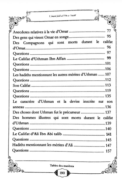 Sommaire du livre Biographie des 4 Califes – Vol. 2 : Umar, Uthman et Ali | As-Suyuti