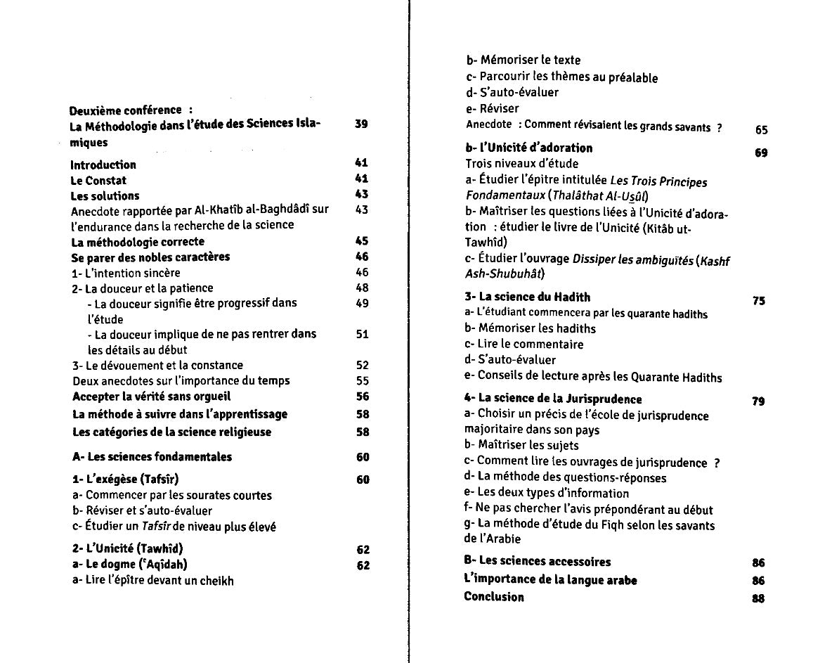 Sommaire du livre Comment apprendre sa religion ? - Cheikh Salih Ibn Abdul Aziz Al Ach-Cheikh