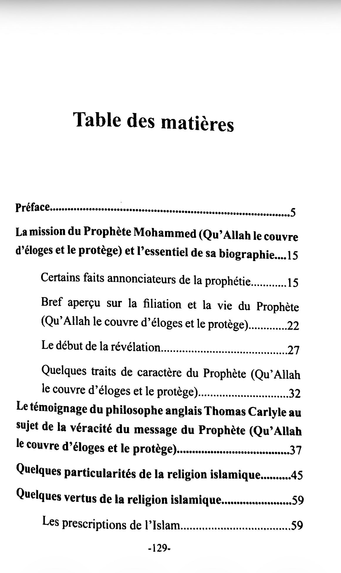 Sommaire du livre À La Découverte De L'Islam - Muhammad Ibn Ibrahim Al-Hamad 