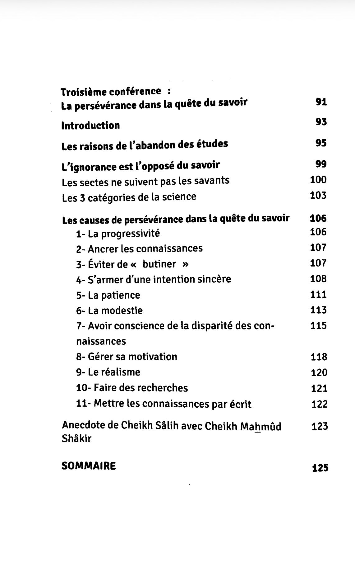 Sommaire du livre Comment apprendre sa religion ? - Cheikh Salih Ibn Abdul Aziz Al Ach-Cheikh