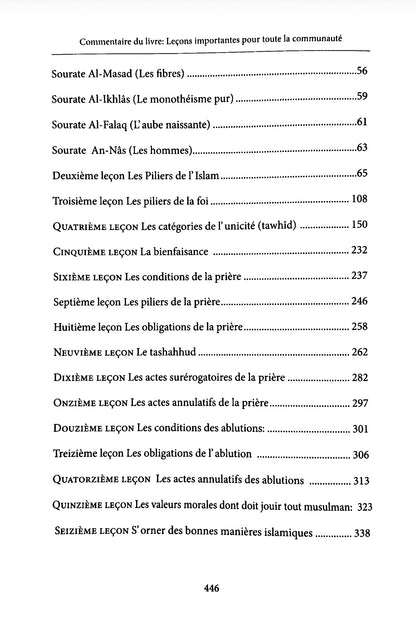 Commentaire du Livre : Les Leçons Importantes pour toute la Communauté