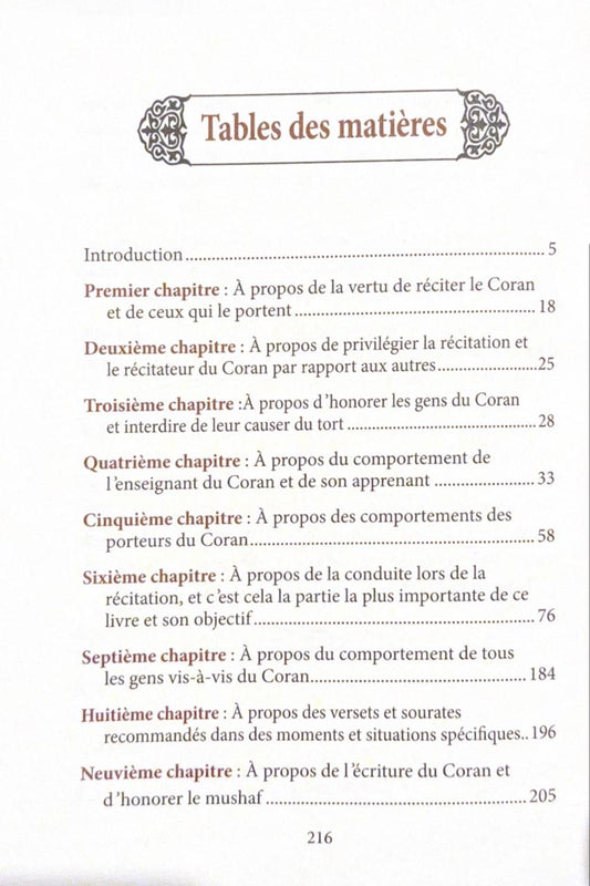 Le Comportement Du Mémorisateur Du Coran, De Muhyi Al-Dîn Abu Zakaryâ' Yahyâ AN-NAWAWI