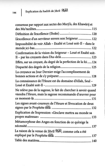 Sommaire du livre Explication du Hadith de Jibril | Cheikh Al-Fawzān