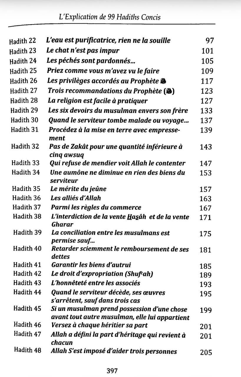 L'explication de 99 hadiths concis