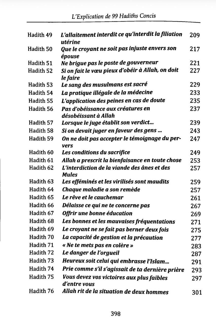 L'explication de 99 hadiths concis