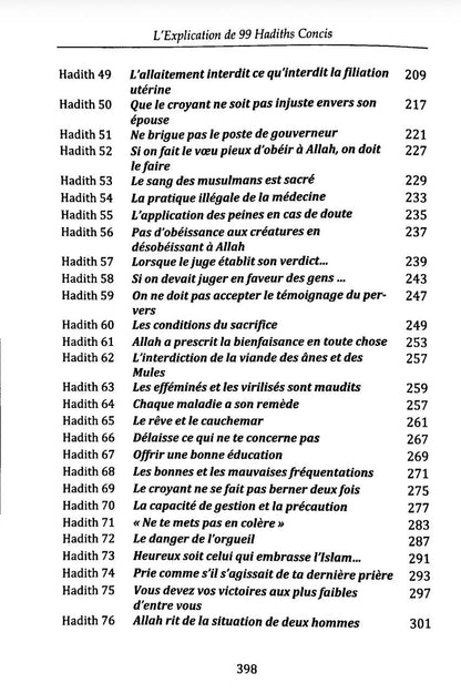 L'explication de 99 hadiths concis
