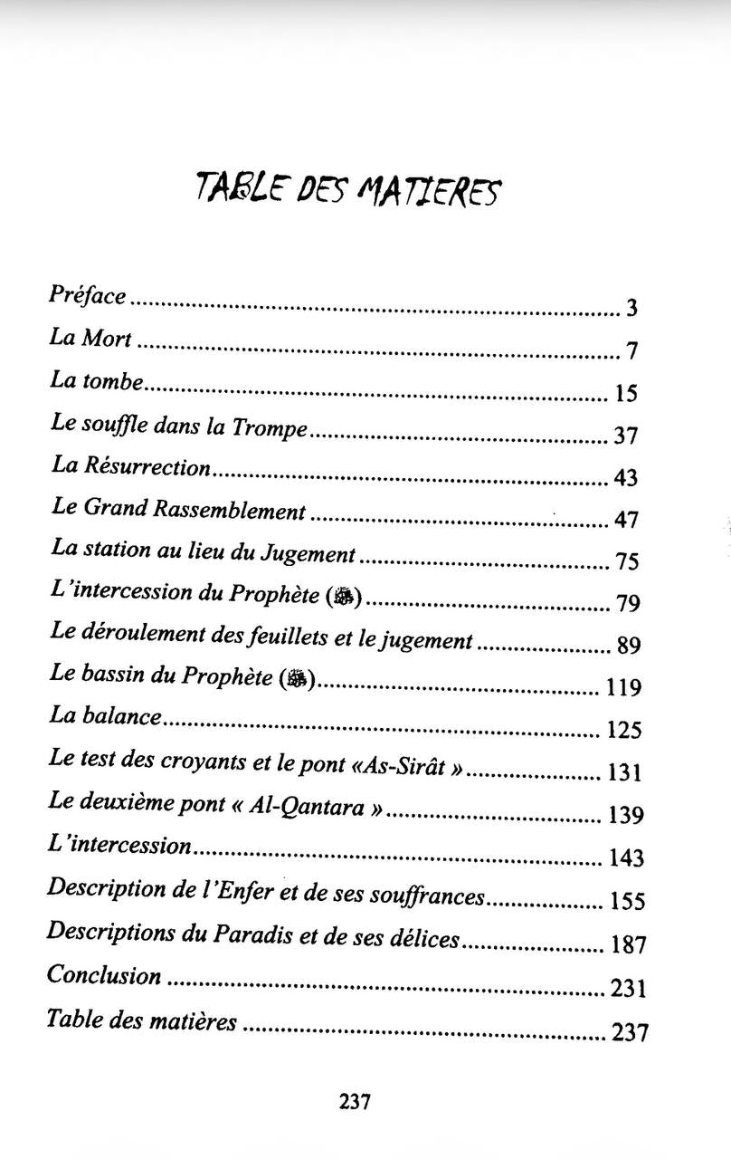 Sommaire du livre Qu'y a-t-il après la mort ? - Abdullah ibn Ibrahim Ar-Raouji