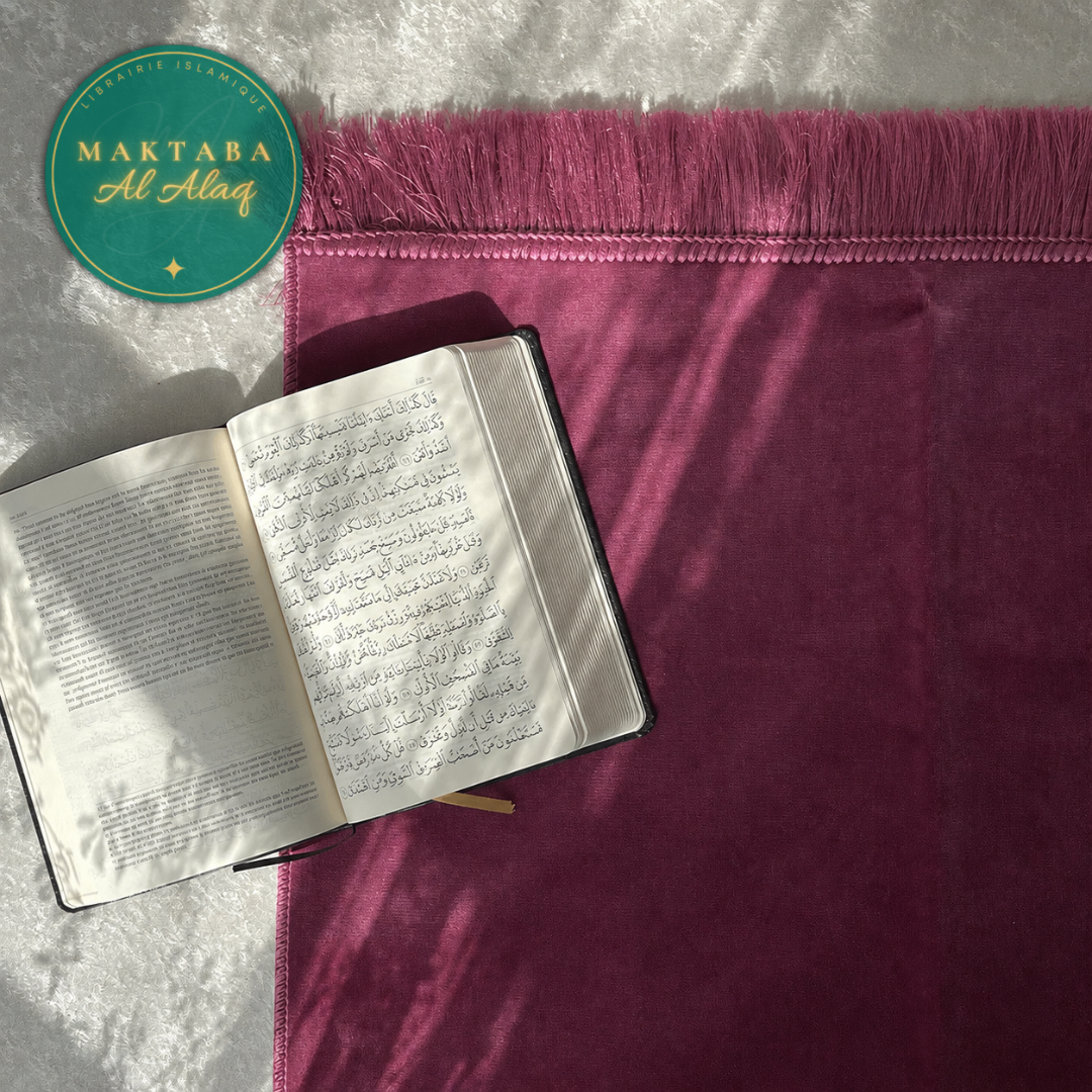 Tapis de prière velours luxe framboise 