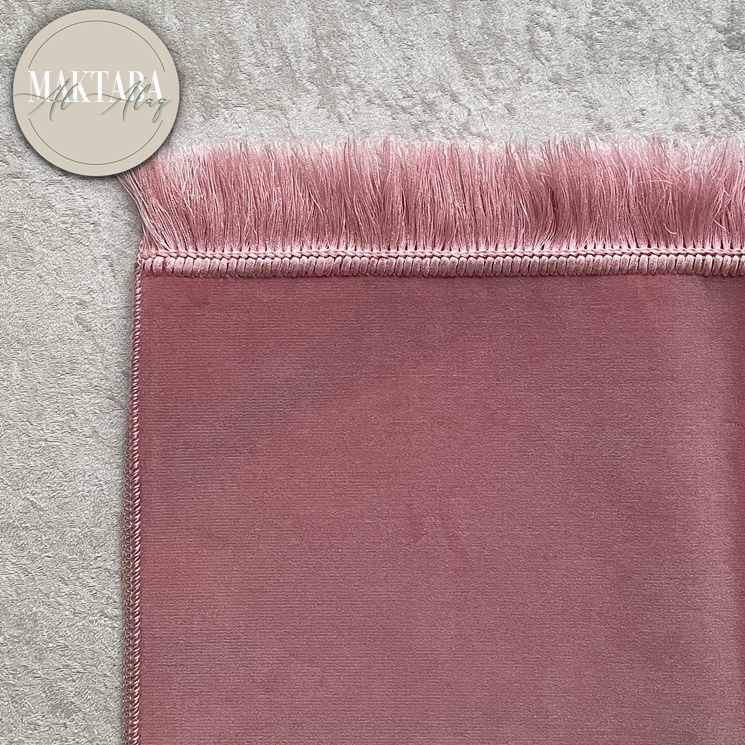 Tapis de Prière Velours Luxe couleur unie - ROSE PALE
