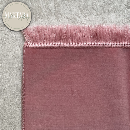 Tapis de Prière Velours Luxe couleur unie - ROSE PALE