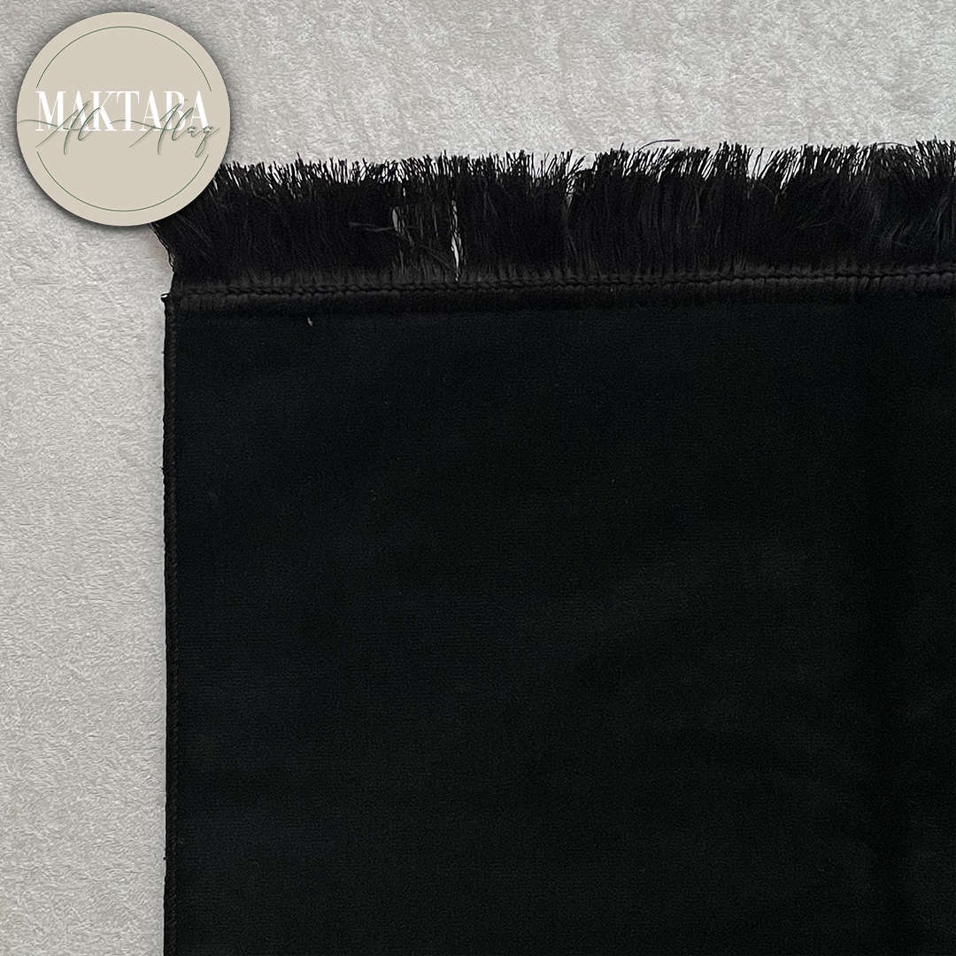 Tapis de Prière Velours Luxe couleur unie - NOIR INTENSE