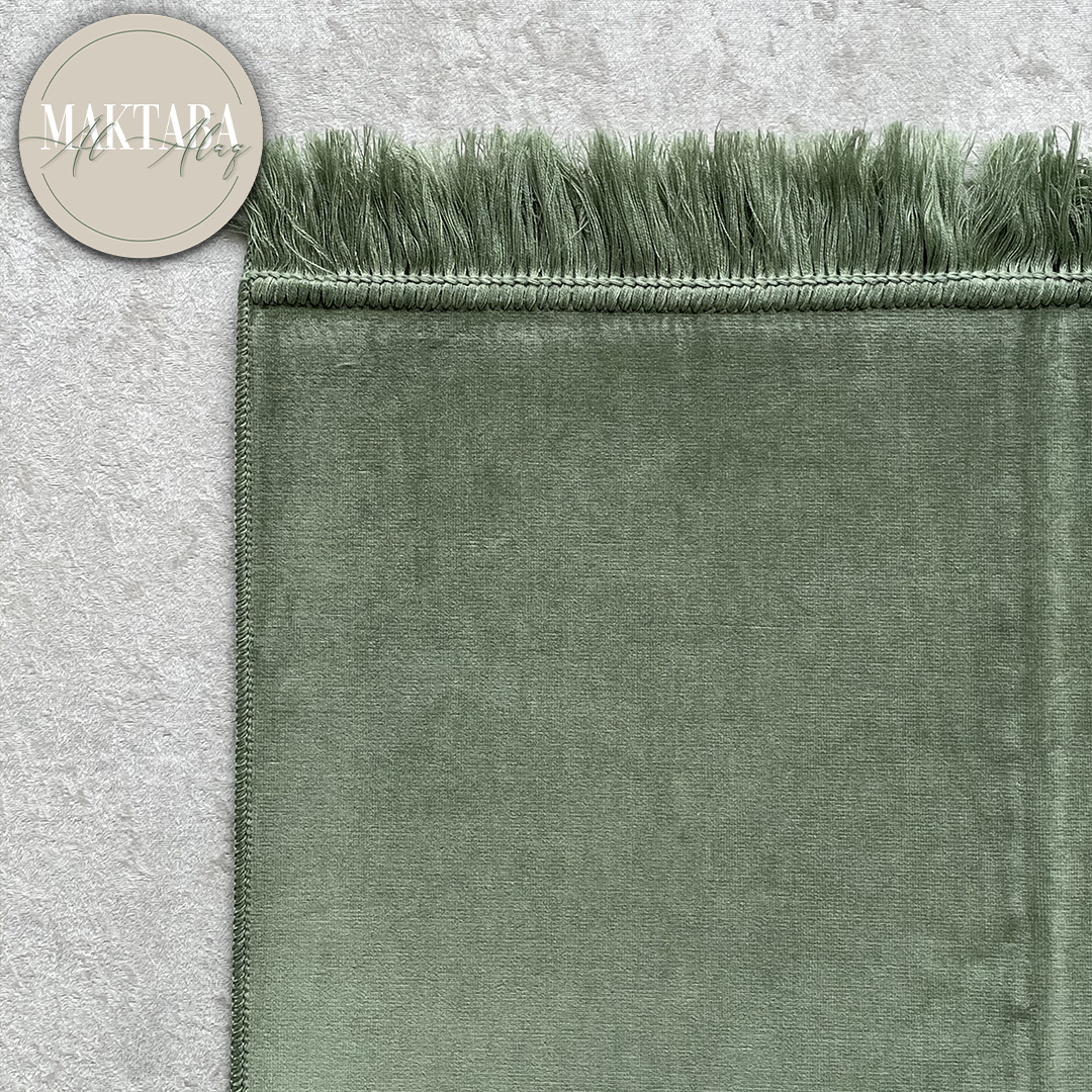 Tapis de Prière Velours Luxe couleur unie - VERT SAUGE