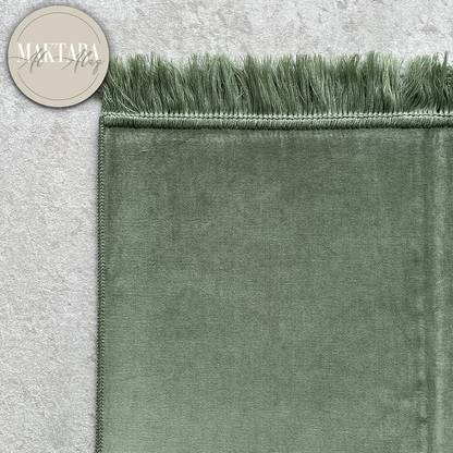 Tapis de Prière Velours Luxe couleur unie - VERT SAUGE