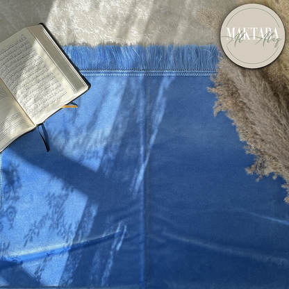 Tapis de Prière Velours Luxe couleur unie - BLEU