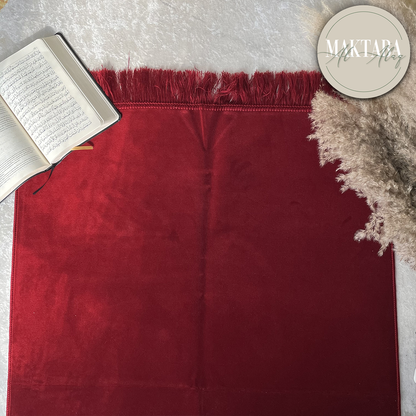 Tapis de Prière Velours Luxe couleur unie - ROUGE