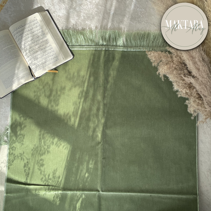 Tapis de Prière Velours Luxe couleur unie - VERT SAUGE