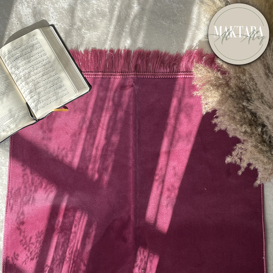 Tapis de Prière Velours Luxe couleur unie - FRAMBOISE
